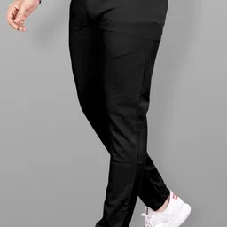 combraided Men Slim Fit Black Lycra Blend Trousers image 3