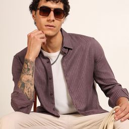 Bushirt Men Classic Fit Textured Spread Collar Casual Shirt-picture-9