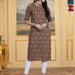 HERE&NOW Women Pack Of 3 Printed Pure Crepe Straight Kurta-picture-12