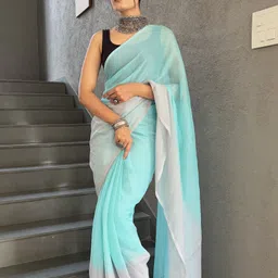 V3 FASHION STUDIO Ombre Pure Chiffon Ready to Wear Saree-image-8