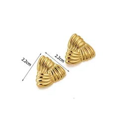 Jewels Galaxy Stainless Steel Gold-Plated Triangular Shaped Drop Earrings image 2