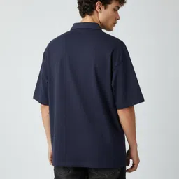 glitchez Drop-Shoulder Sleeves Oversized Polo Collar T-shirt image 2