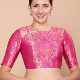 Studio Shringaar Woven Design Round Neck Saree Blouse-picture-43