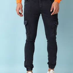 V-Mart Men Jogger Light Fade Stretchable Cotton Jeans image 1