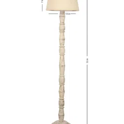 green girgit White & Beige Wooden Frustum Shaped Floor Lamp image 4