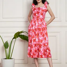 LONDON BELLY Floral Print Crepe A-Line Midi Dress-picture-16