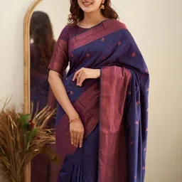 ZARA STAR Woven Design Zari Silk Blend Banarasi Saree image 3