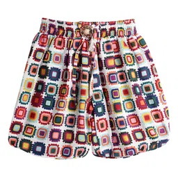 SWEET ANGEL Girls Geometric Printed Balloon Shorts with Broach-picture-35