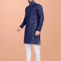 click n buy Men Blue Kurtas-picture-26