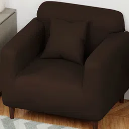 Myntra Elegant Homes Brown Solid Polyester 2 Piece Sofa Cover With Arms image 3