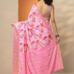 Libas Floral Silk Blend Handloom Saree image 3