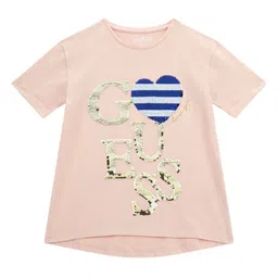 GUESS kids Girls Typography Printed Round Neck Cotton T-shirt-picture-12