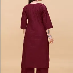 Peach Petals Women Ethnic Motifs Embroidered Regular Thread Work Kurta with Palazzos image 3