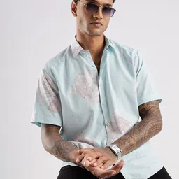 BS BLUE SQUAD Men India Slim Tailored Fit Floral Printed Spread Collar Casual Shirt-picture-17