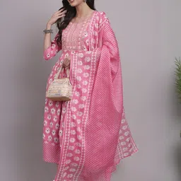Angkor Women Pink Viscose Rayon Kurtas-image-42