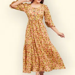 PAMPER YOURSELF Floral Print Georgette Fit & Flare Maxi Dress-picture-14