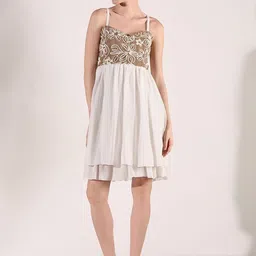 SHOWOFFFF Floral Embroidered A-Line Dress image 3