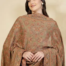 Zamour Ethnic Motifs Woven Design Zari Woollen Shawl image 5