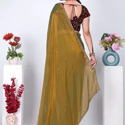 VRAGI Sequinned Pure Chiffon Saree image 2