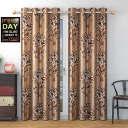 Galaxy Home Decor Coffee Brown Set of 2 Floral Door Curtain-picture-25