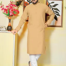 Archittam Men Beige Cotton Wool Kurtas image 3