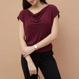 CODE by Lifestyle Women's Solid Cowl Neck Extended Sleeve Top-picture-10