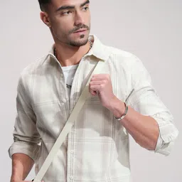 HIGHLANDER Men Comfort Slim Fit Opaque Checked Casual Shirt-image-99