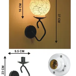 SOMIL Black & White Printed Glass Cylinder Shaped Wall Lamp image 2