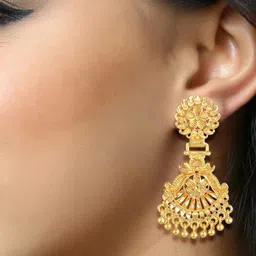 Vighnaharta Gold-Plated Ghungroo Contemporary Drop Earrings image 3