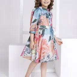 Peppermint Girls Floral Printed Tie-Ups Fit & Flare Dress image 3