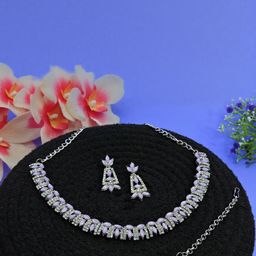 VATSALYA creation Rhodium-Plated Artificial Stones Jewellery Set-picture-31