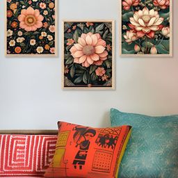 Kotart Brown & Pink 3 Pieces Floral and Botanical Wooden Wall Arts-picture-19
