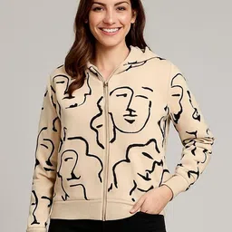 Wineberry Women Printed Hooded Sweatshirt-picture-24
