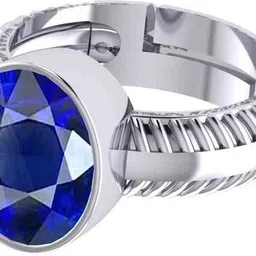 sidhgems 9.25 Ratti 8.00 Crt (AA++) Certified Blue Sapphire Ring Nilam/Neelam Stone Ring Silver Sapphire Silver Plated Ring-picture-13
