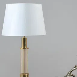 IAAH Gold-Toned Metal Fluted Frusturical Shaped Table Lamp image 5