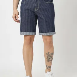 The Roadster Lifestyle Co Men Striped Slim Fit Mid Rise Shorts-picture-35