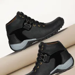 Shoe Island Men Lace-Up Heavy Duty High Ankle Length Boots-image-16