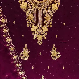 SHADOW & SAINING Embroidered Silk Georgette Unstitched Dress Material image 2