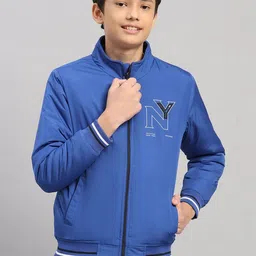 Monte Carlo Boys Brand Logo Colourblocked Lightweight Outdoor Bomber Jacket-picture-14