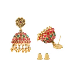 Yellow Chimes Gold-Plated Stone-Studded Jewellery Set image 5