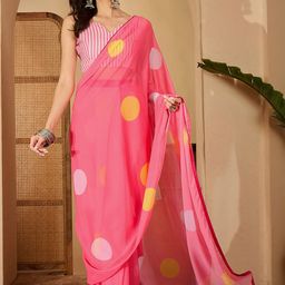 Sangria Pink Poly Georgette Printed Sarees-picture-24