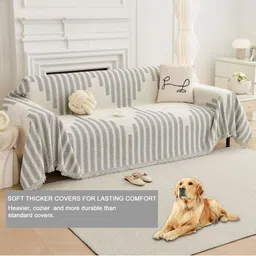 Stylista Grey Polyester Sofa Cover With Arms image 3