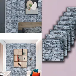 Lukzer 8-Pcs Grey & Black Printed Self-Adhesive Wall Panels-picture-15