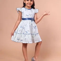 PINK MERMAID Floral Print Cold-Shoulder Fit & Flare Dress image 4