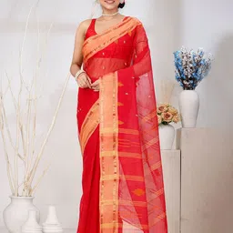 DipDiya Woven Design Pure Cotton Taant Saree-picture-25