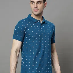 SZN Men Abstract Printed Polo Collar Cotton T-shirt-picture-24