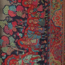 Exotic India Woollen Kani Shawl With Woven Marriage Procession & Zari Weave image 5