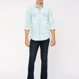 pepe jeans Men Regular Fit Solid Spread Collar Casual Shirt image 4