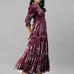 Raiyani Fashion Women Printed V-Neck Tiered Fit & Flare Maxi Dress-image-68