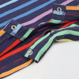 SPUNKIES Infant Stripe Cotton Round Neck Romper image 3